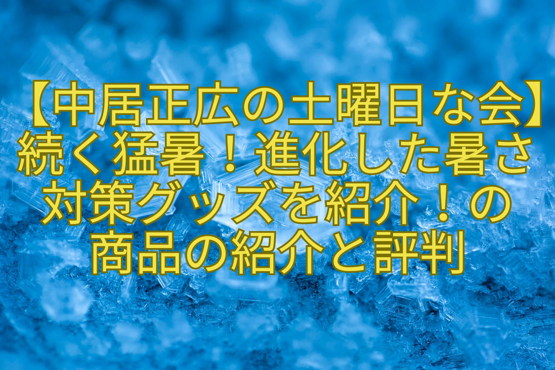 【中居正広の土曜日な会】続く猛暑！進化した暑さ-対策グッズを紹介！の-商品の紹介と評判