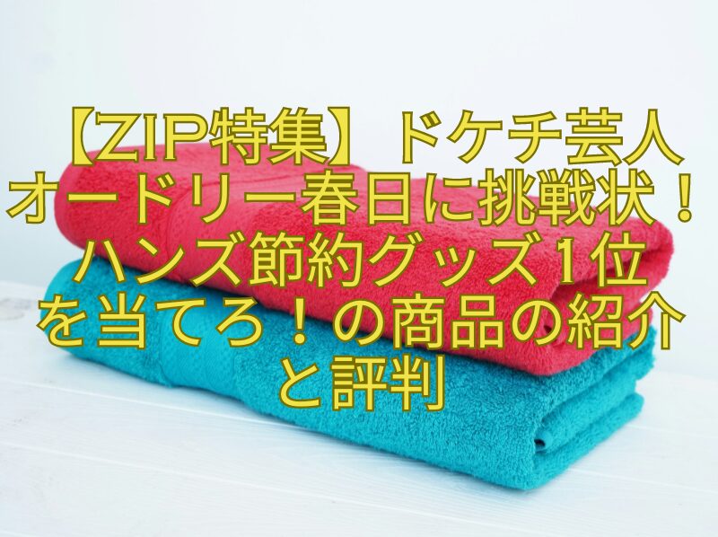 【ZIP特集】ドケチ芸人-オードリー春日に挑戦状！-ハンズ節約グッズ1位-を当てろ！の商品の紹介-と評判