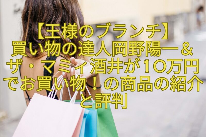 【王様のブランチ】買い物の達人岡野陽一＆ザ・マミィ酒井が10万円でお買い物！の商品の紹介と評判