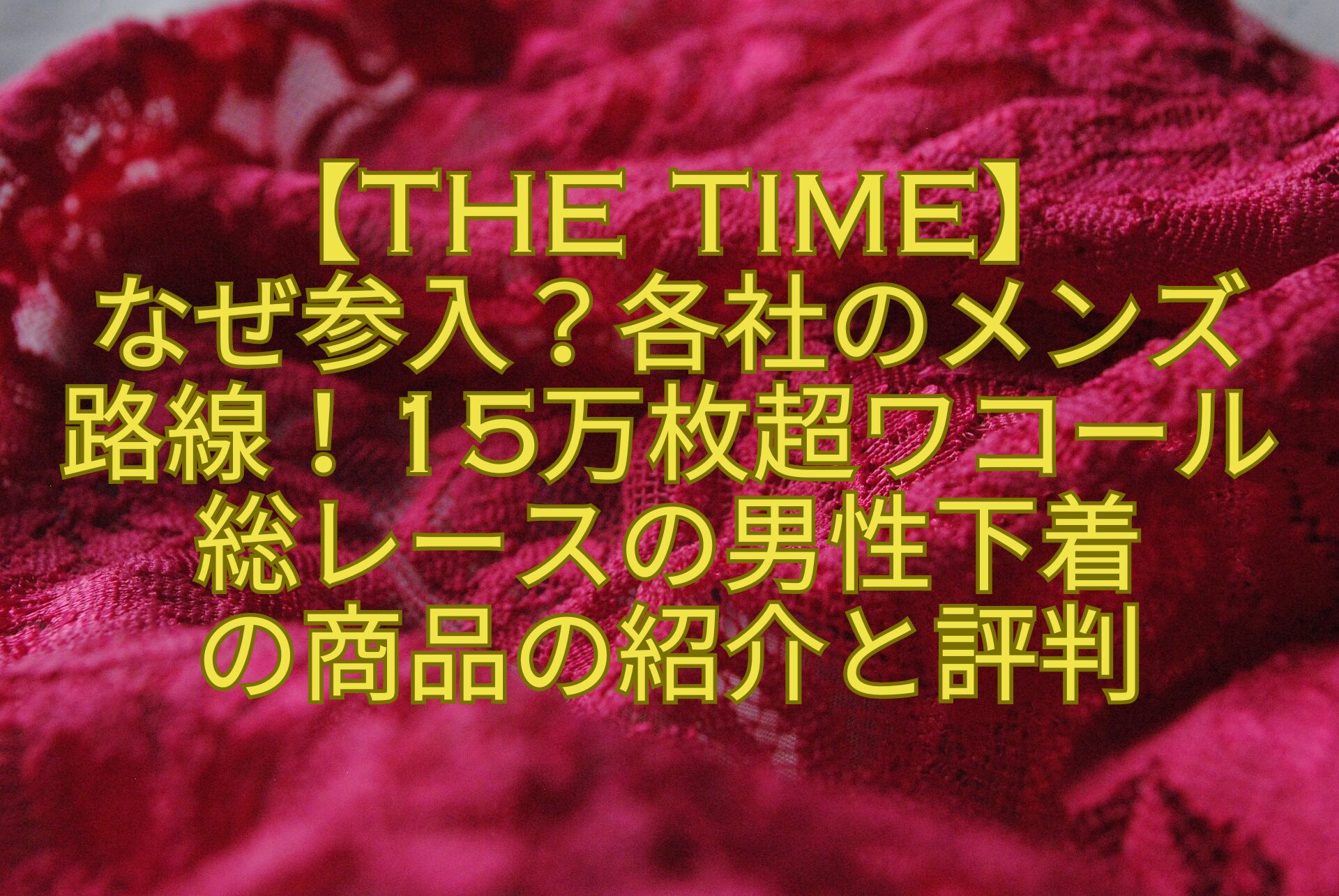 【THE-TIME】-なぜ参入？各社のメンズ-路線！15万枚超ワコール総レースの男性下着-の商品の紹介と評判