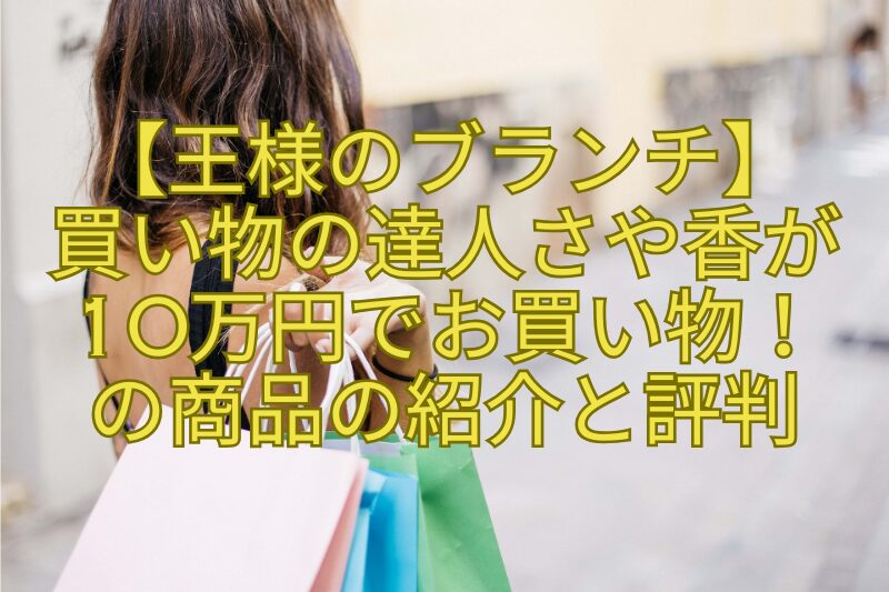 【王様のブランチ】買い物の達人さや香が10万円でお買い物！の商品の紹介と評判