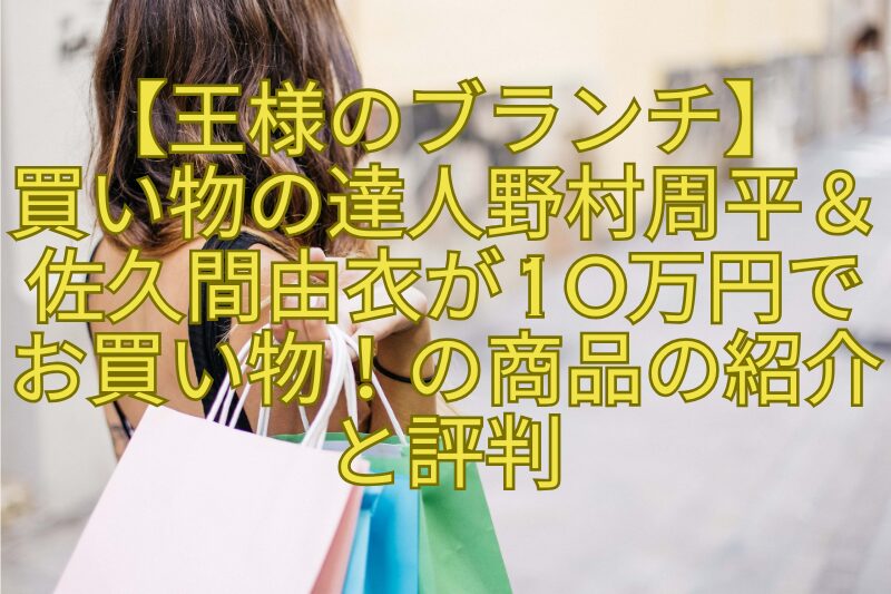 【王様のブランチ】買い物の達人野村周平＆佐久間由衣が10万円でお買い物！の商品の紹介と評判