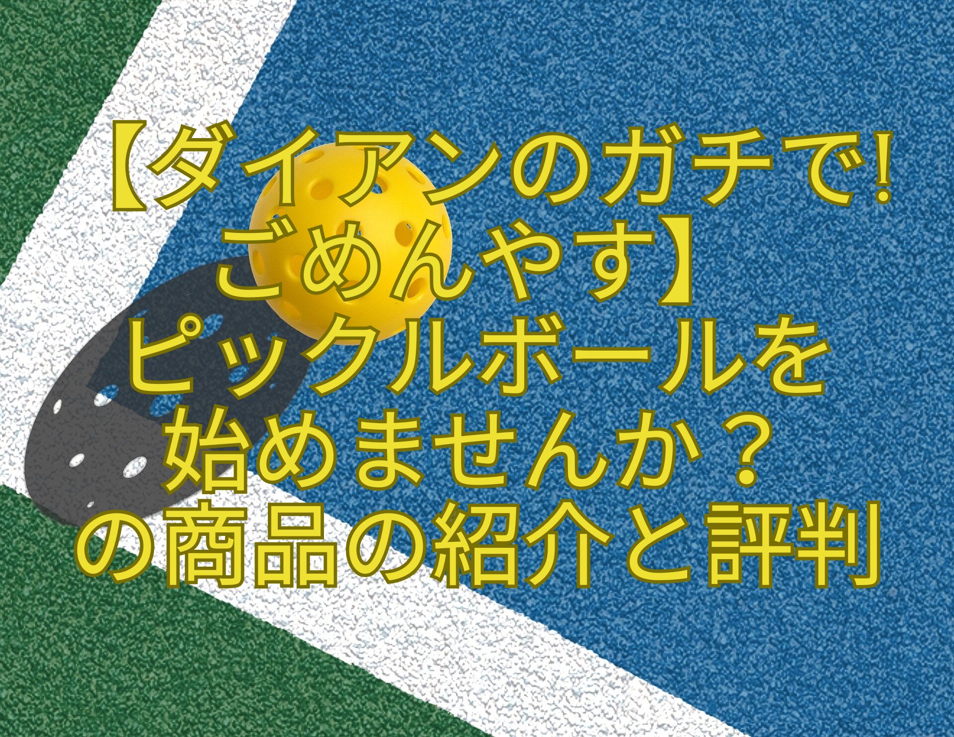 【ダイアンのガチで-ごめんやす】-ピックルボールを-始めませんか？-の商品の紹介と評判