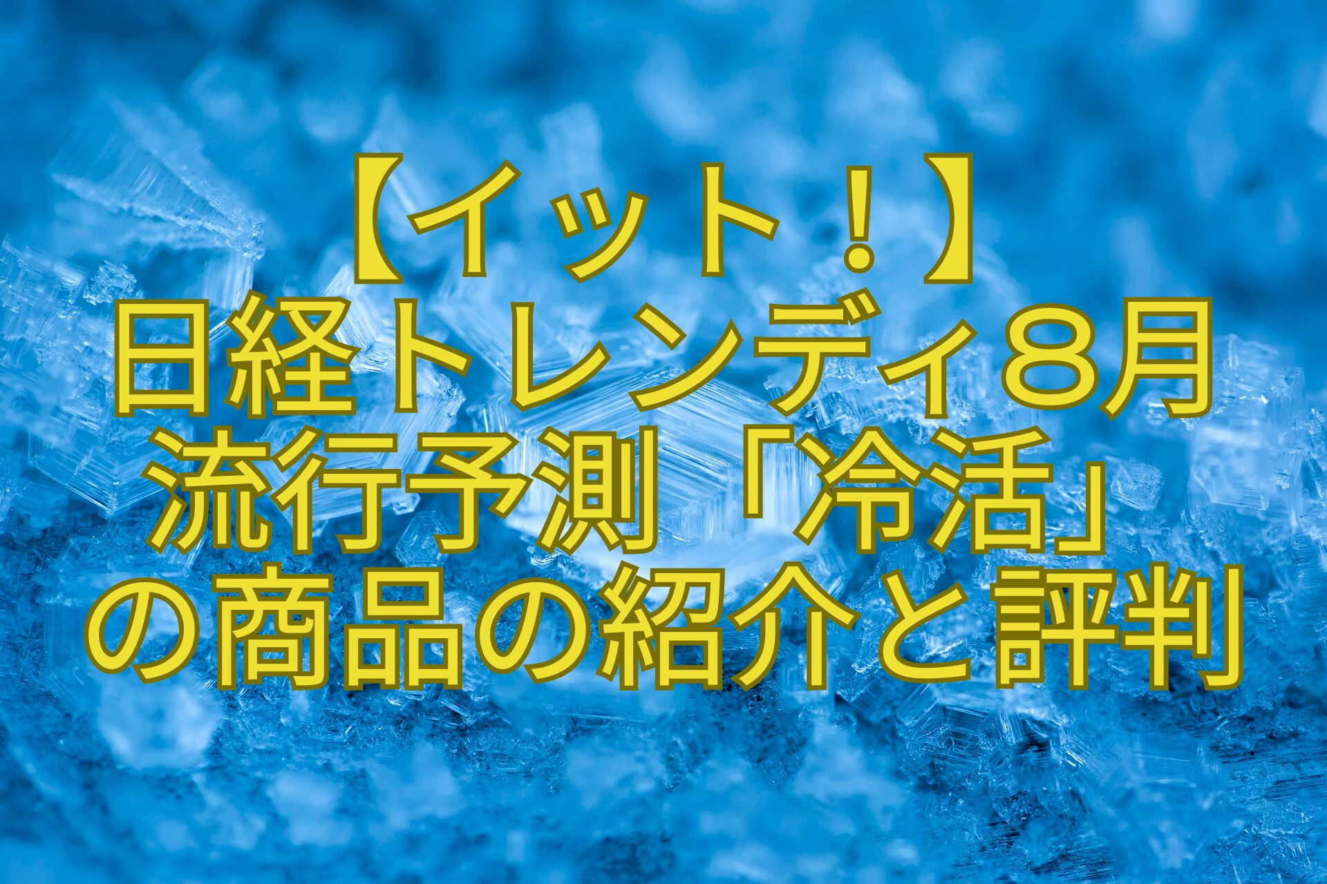 【イット！】-日経トレンディ8月-流行予測「冷活」-の商品の紹介と評判