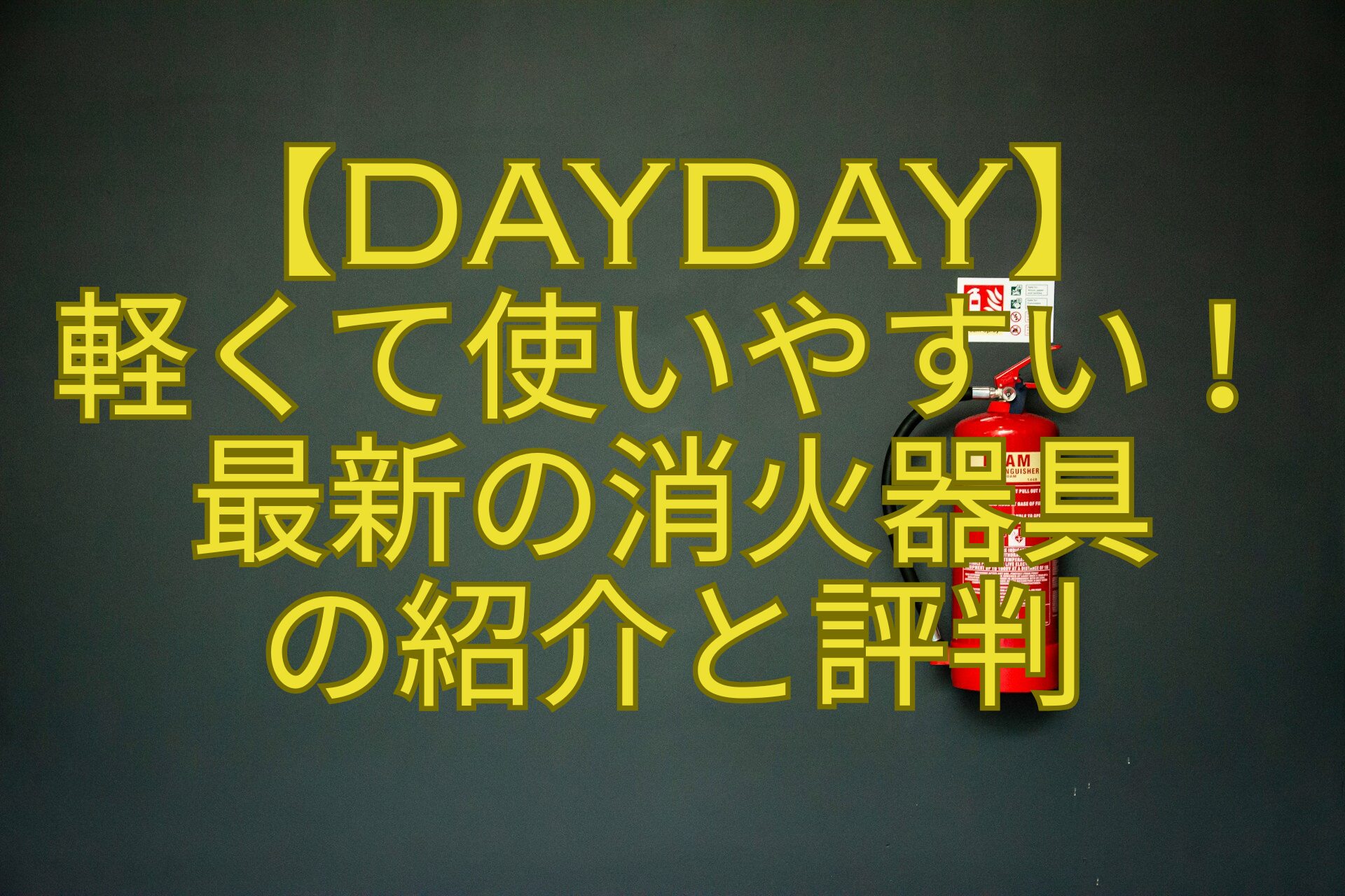【DayDay】-軽くて使いやすい！-最新の消火器具-の紹介と評判