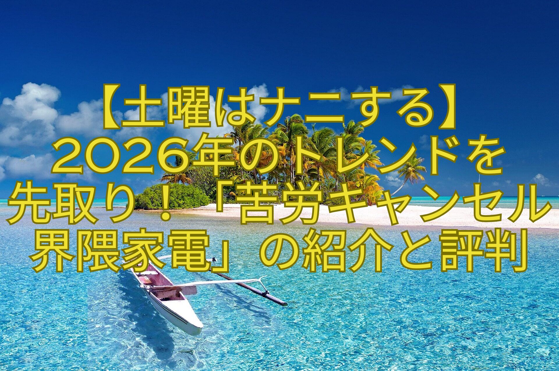 【土曜はナニする】-2026年のトレンドを-先取り！「苦労キャンセル界隈家電」の紹介と評判