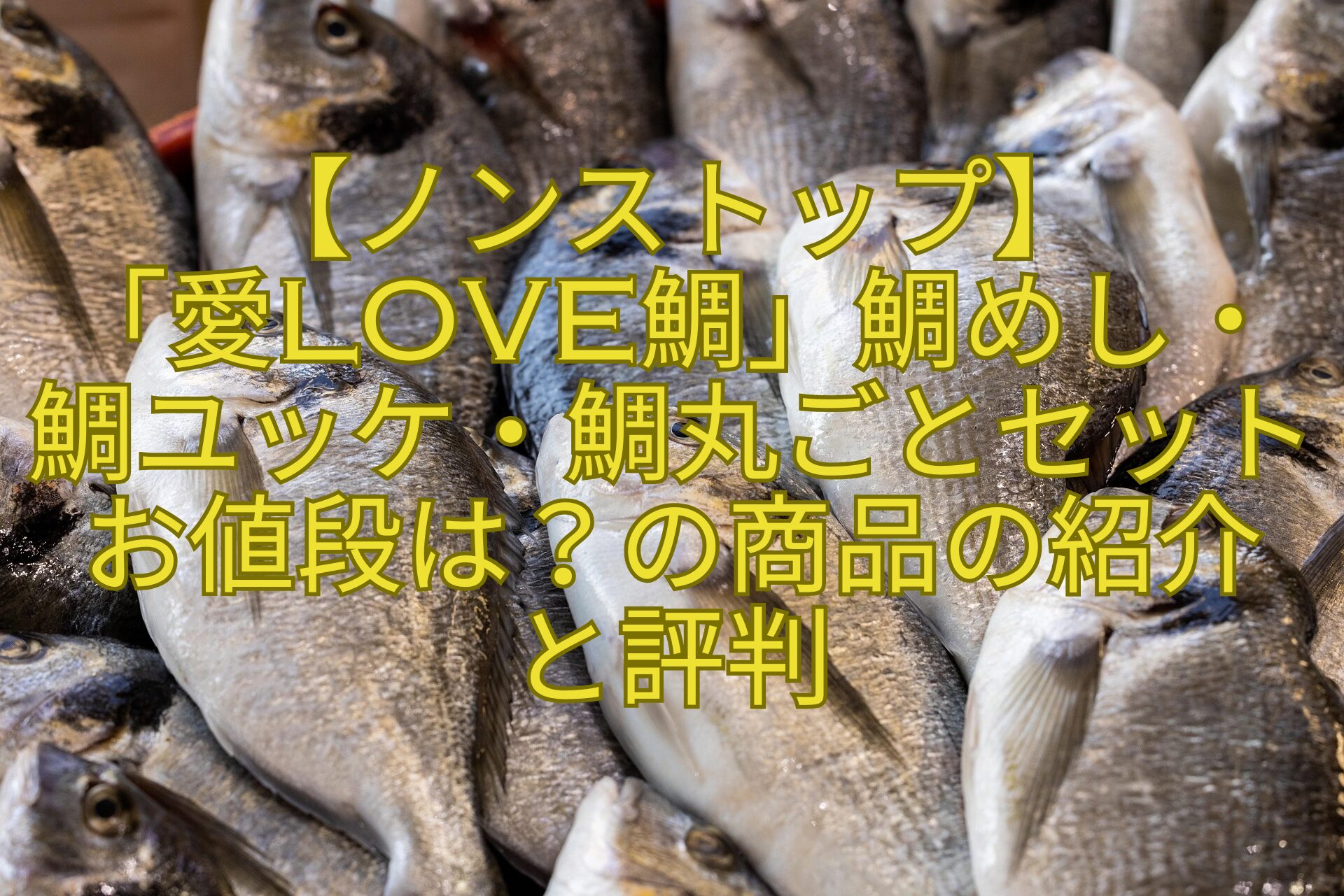 【ノンストップ】「愛LOVE鯛」鯛めし・鯛ユッケ・鯛丸ごとセットお値段は？の商品の紹介と評判